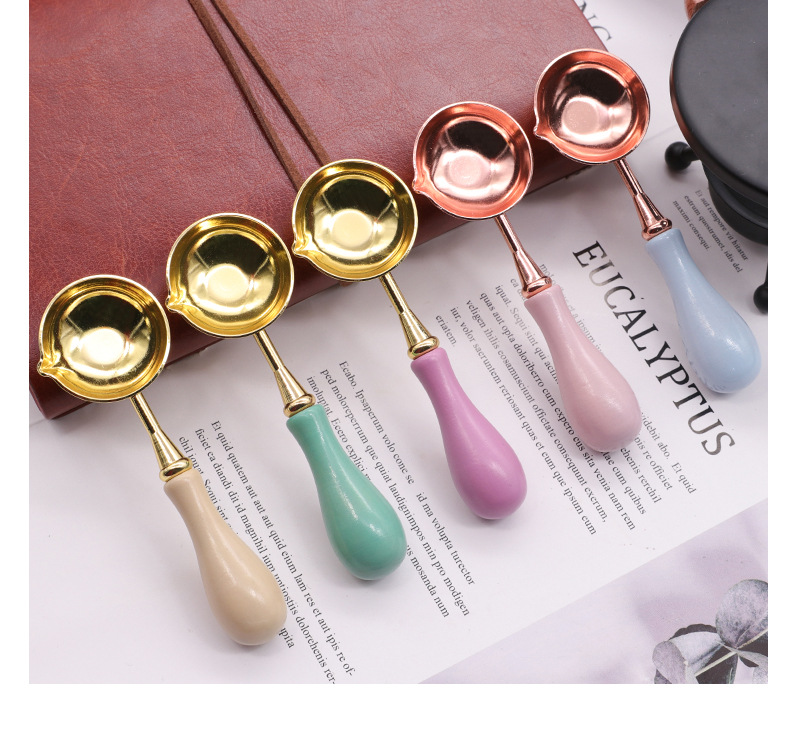 9色复古马卡龙火漆勺子  火漆印章封蜡工具配件 信封手账封蜡使用详情12