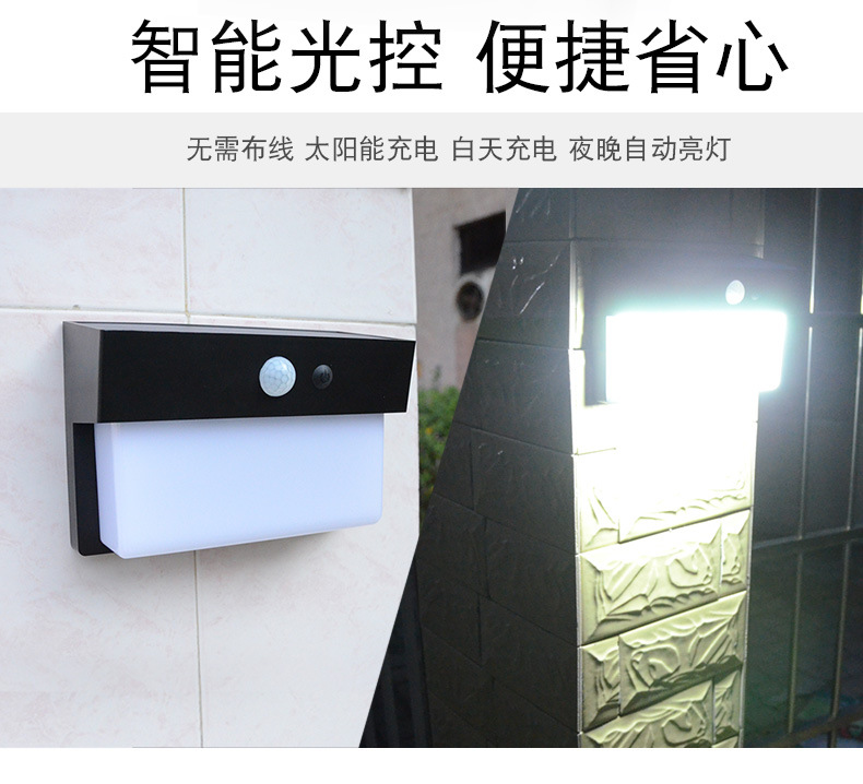 Cross-border solar landscape light, outdoor courtyard human body sensor light, led solar wall lamp N768 pic 2