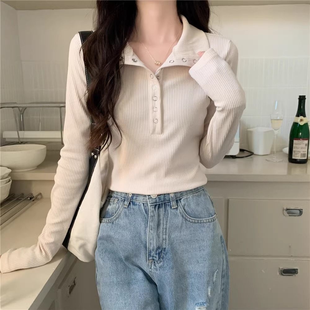 大码微胖正肩显瘦T恤女秋季设计感辣妹修身长袖内搭打底衫上衣潮详情10