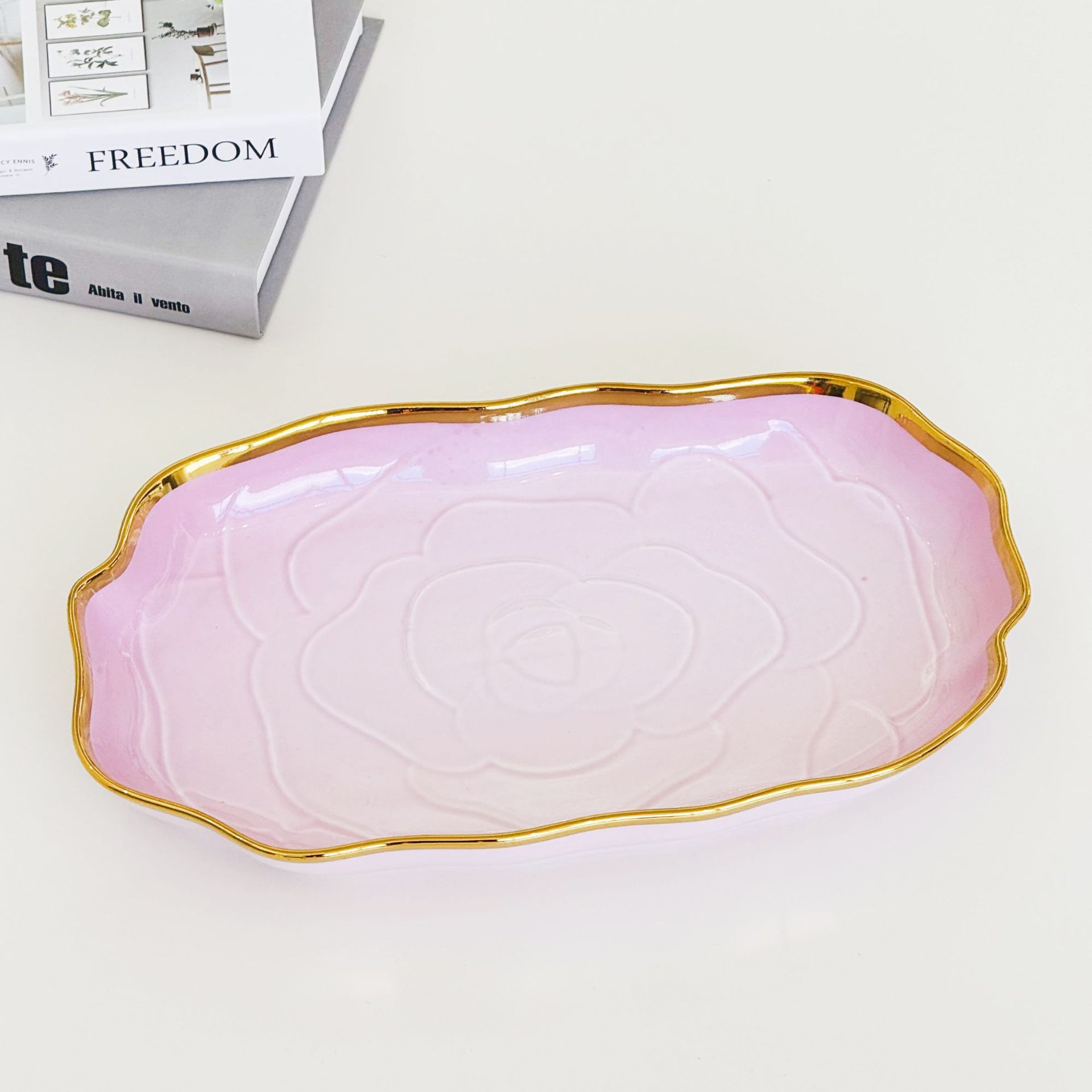 A set of household light luxury and high-end printed bowls, bone China 2024 new style, beautiful ceramic bowls, plates, bowls and tableware pic 20