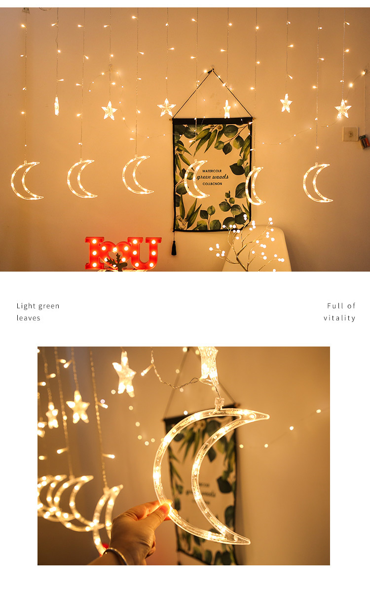 led灯串露营彩灯星星灯窗帘灯星月圣诞灯户外月亮详情18