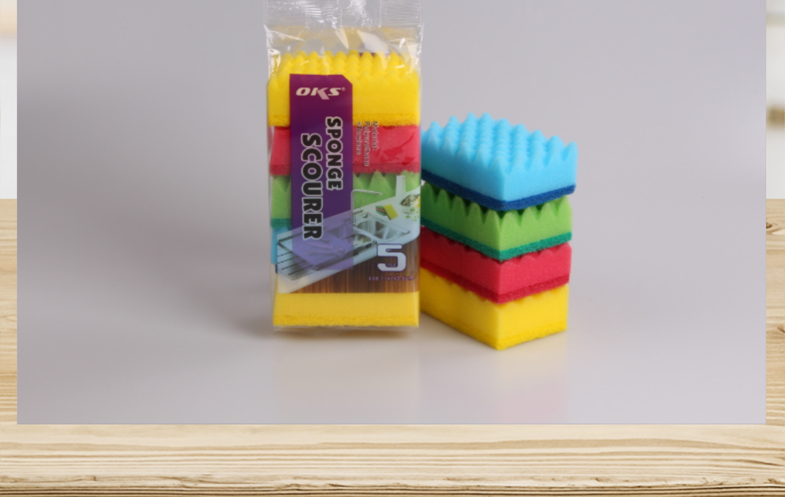 Factory wholesale high-density impregnated and sand-containing double-sided dishwashing sponges, cleaning sponges, sponge blocks, sponge scouring pads, OKS pic 8