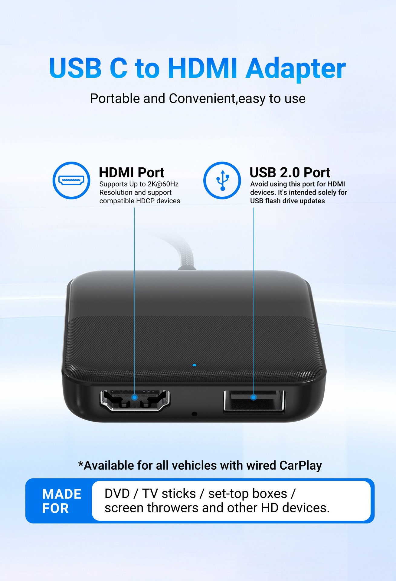 New product CA361 in-car carplay screen Projector tv box TV Box hdmi converter pic 8