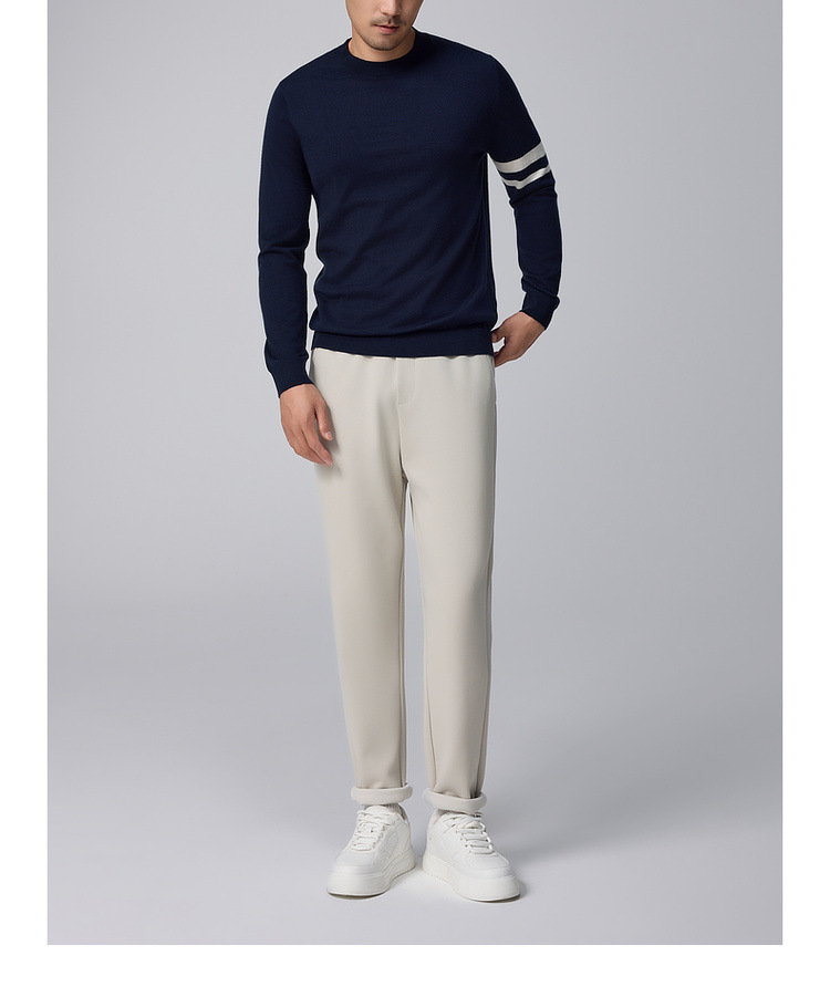 墨麦客男装条纹撞色打底羊毛衫男2024冬季新款简约男士毛衣20810详情29