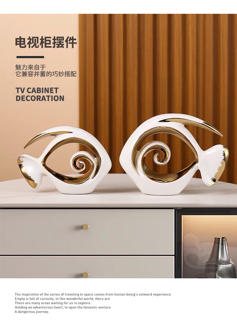 Creative light luxury fish-themed ceramic decorative items, soft furnishings, TV cabinets, bookcases, entrance hall, home, housewarming gifts pic 3