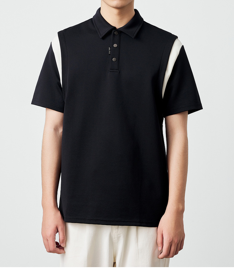 墨麦客250g横纹肌理短袖polo衫男2025夏新款简约撞色男士t恤71245详情31