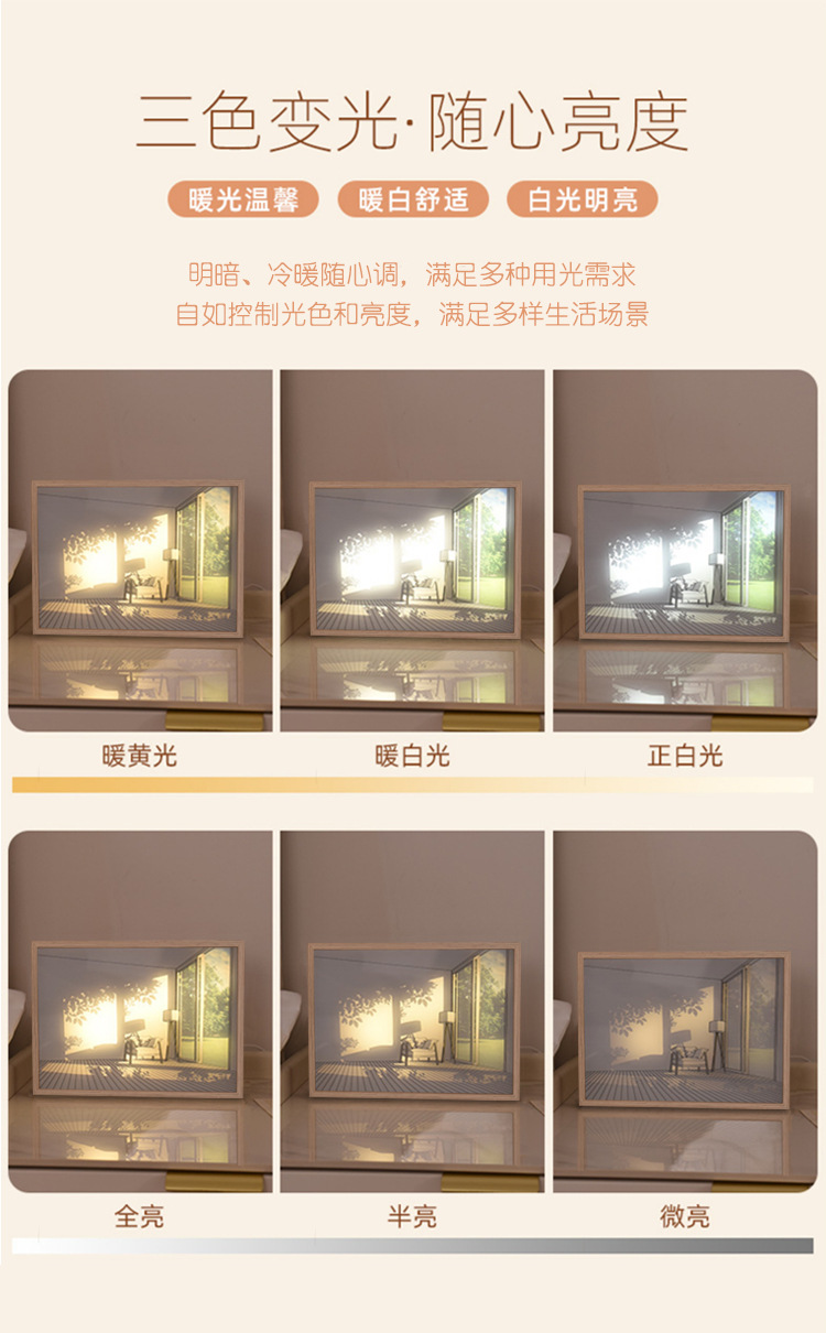 diy light painting outer frame, photo frame, wooden decorative items, hollow detachable picture frame, creative three-dimensional frame, factory stock wholesale pic 15