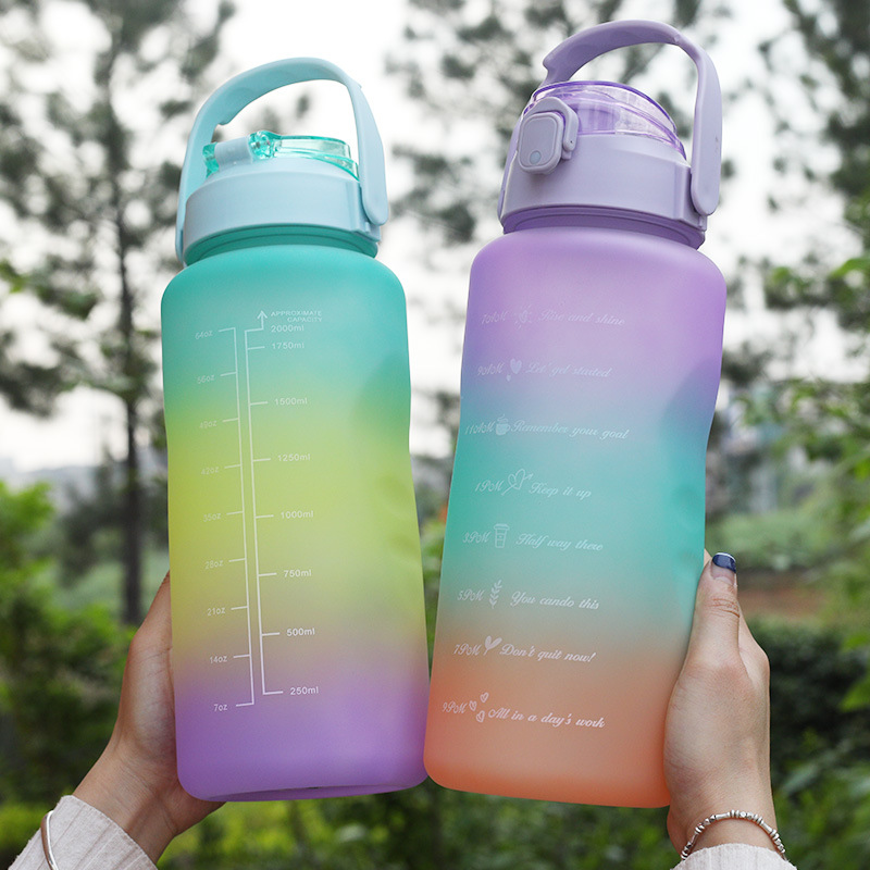 外贸3色渐变套装杯大中小三件套塑料水杯可户外运动详情9