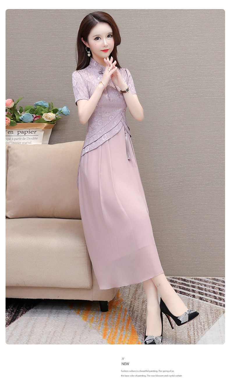 气质时尚印花连衣裙女夏季2024年新款修身洋气女装改良旗袍裙子潮详情20