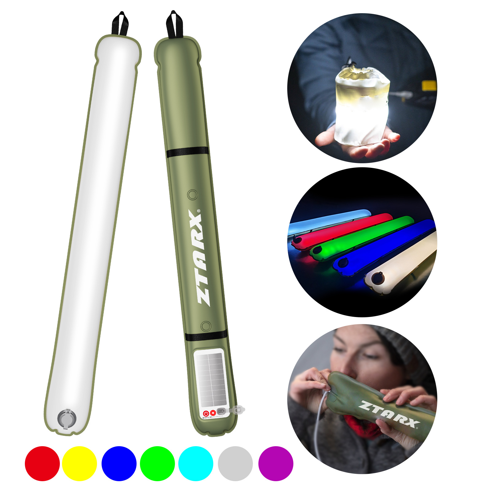 ZTARX patented outdoor folding inflatable camping lamp, solar inflatable lamp, waterproof magnetic suction column, supplementary light rod lamp pic 21