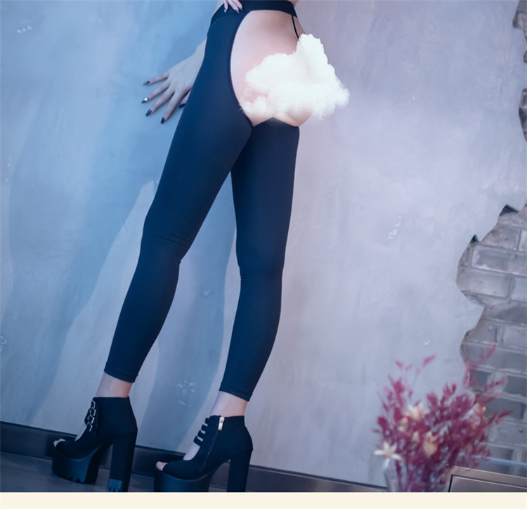 Sexy low-waisted ice silk elastic slimming outdoor pants that expose the buttocks nine-inch skinny pants of good quality factory straight hair pic 14