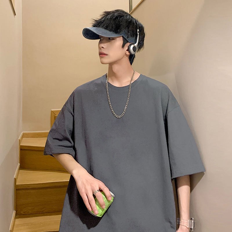 2025 Summer couple student Hong Kong-style trendy ins solid color short-sleeved T-shirt, versatile and casual fashion top pic 5