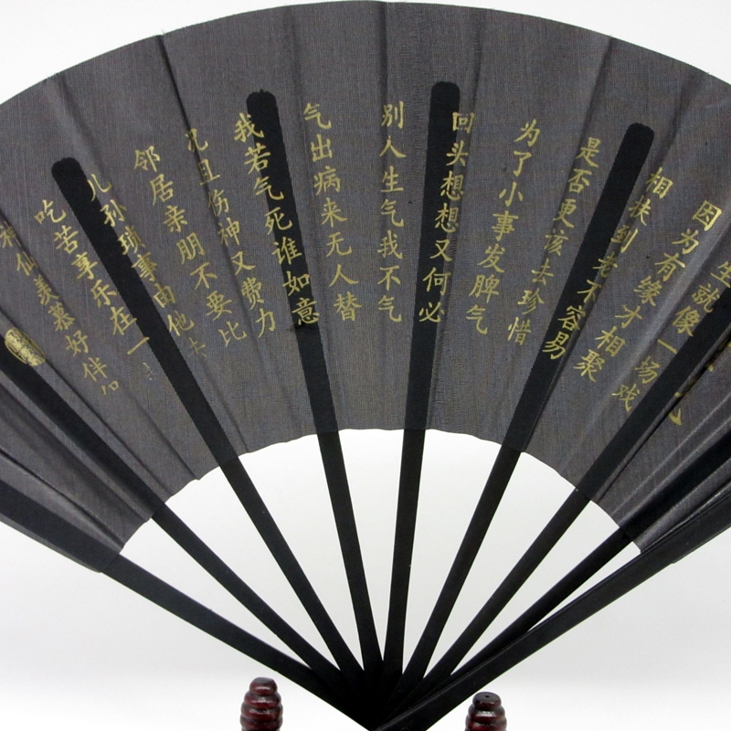 厂家批发1元2元百货学生扇小白小黑大白大黑大龙扇塑料杆彩布扇子详情4