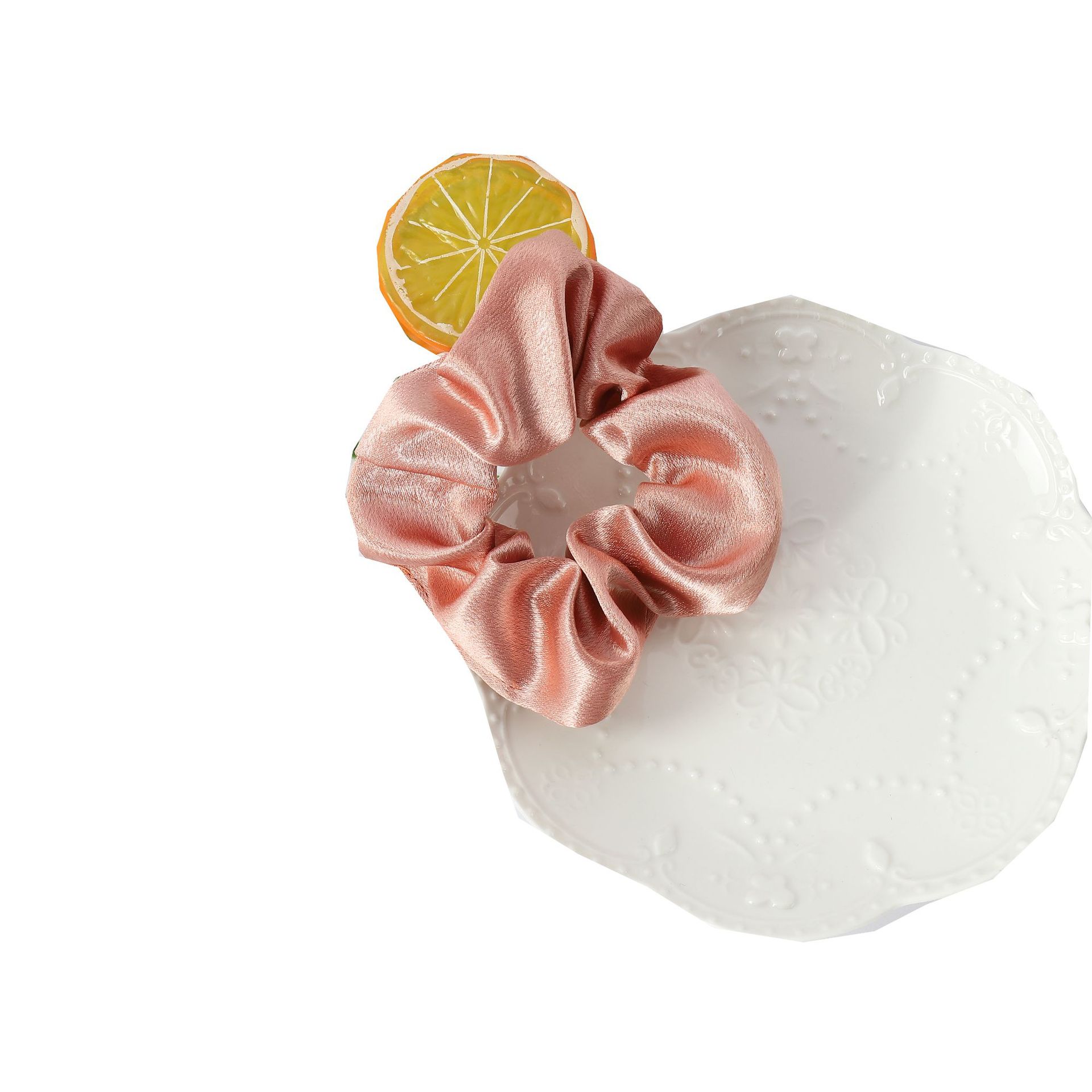 Cross-border solid-color crystal satin hair tie, elegant headwear, simple hair tie, hair accessory, small hair band, large fat intestine hair band pic 30