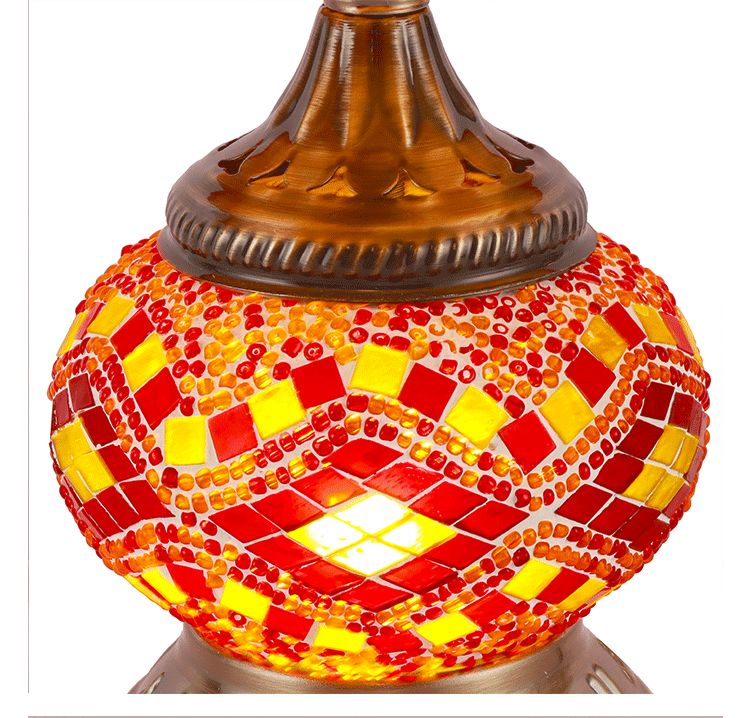 2024 Bohemian fabric lampshade table lamp, handcrafted glass romantic decorative table lamp, bedroom night light pic 13