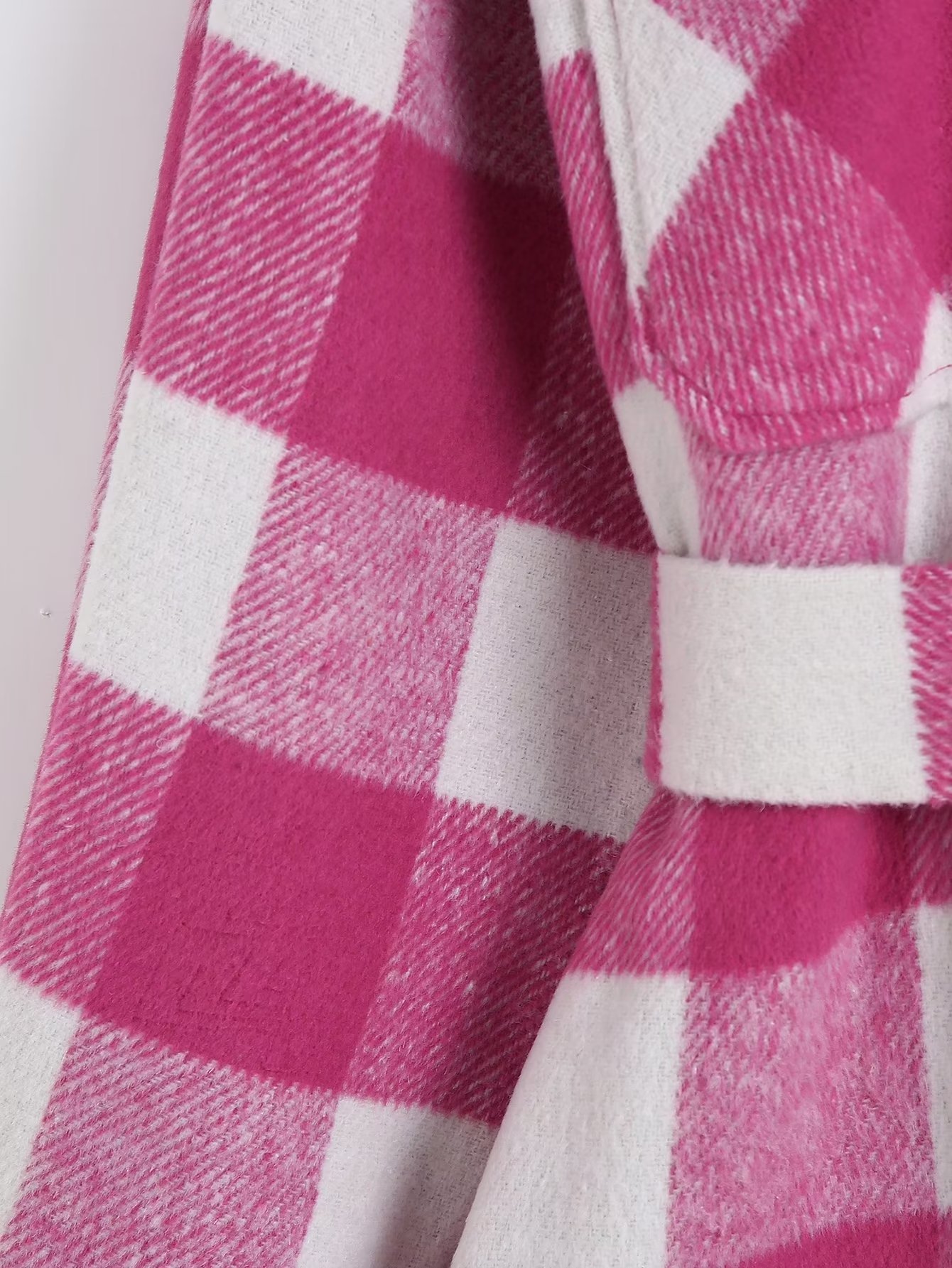 T2024跨境时尚女装 2022秋季新品 腰带格子毛呢宽松外套 5270女式详情15