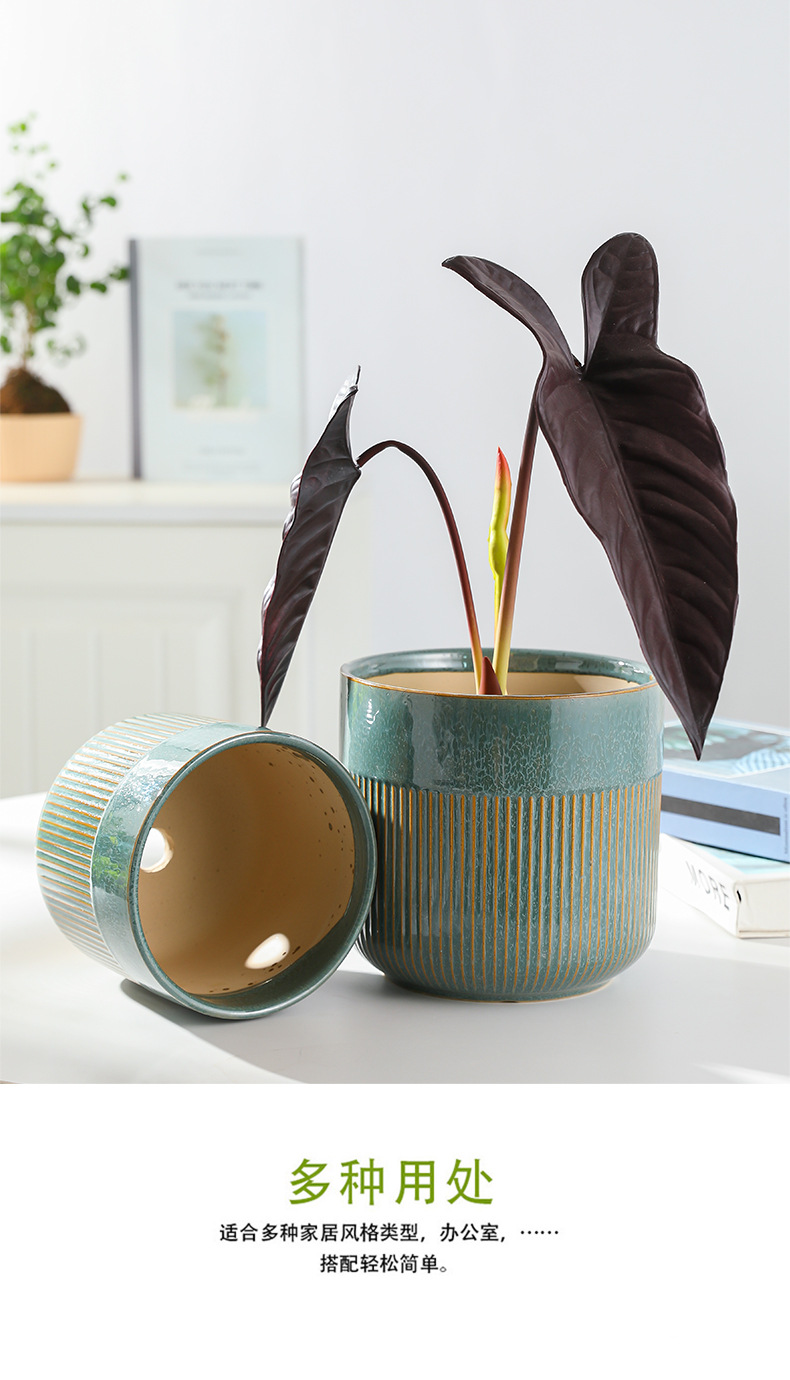 北欧陶瓷花盆轻奢高级感家用客厅兰花绿植大号发财树蝴蝶兰盆栽欣详情8