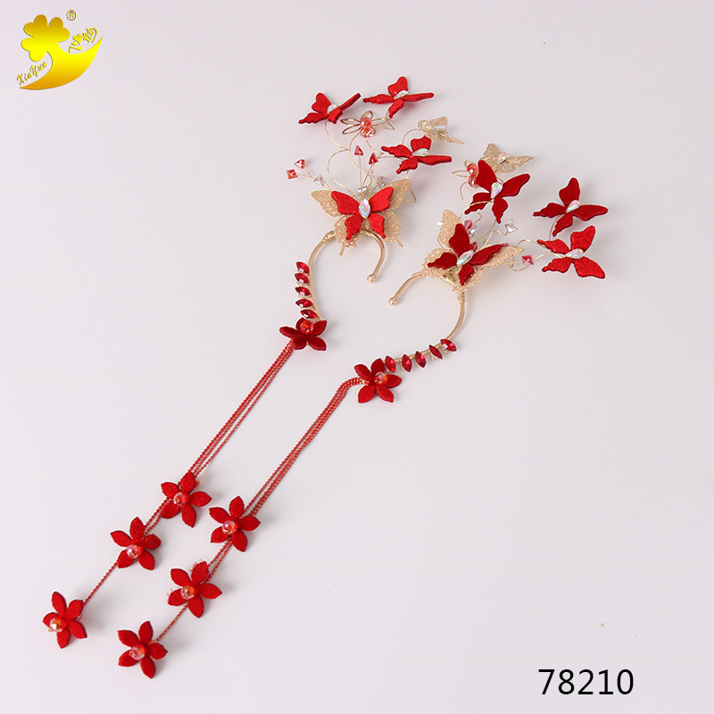 Butterfly fairy ear pendants, princess long tassel earrings, wedding toasting headwear and earrings for brides in Japan and South Korea pic 7