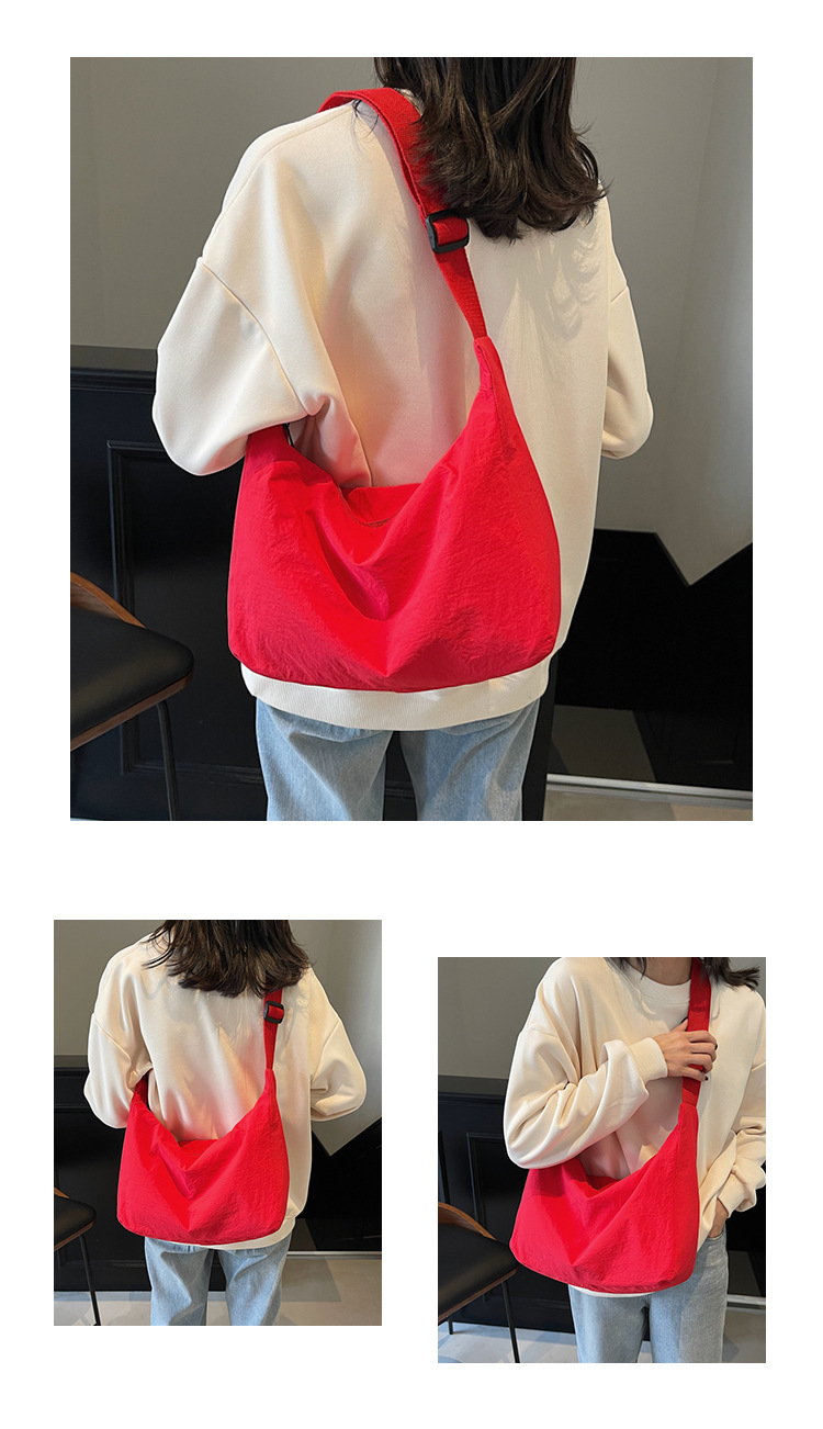 防水尼龙布袋斜挎包2024新款百搭饺子包简约百搭大容量上课单肩包详情13