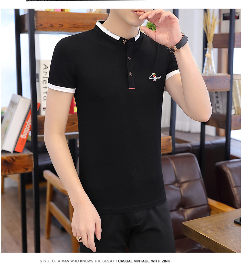 2022夏季新款短袖t恤男士韩版潮牌丅半袖体桖polo衫上衣服男装潮详情9