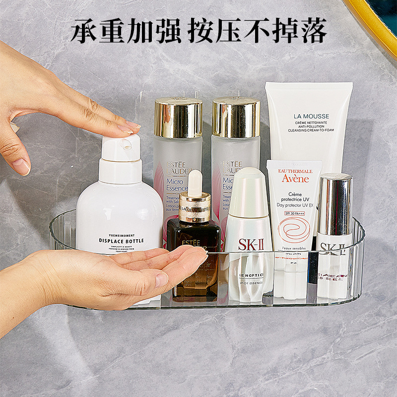 Transparent ins no-punch magic sticker cosmetics storage rack, traceless draining storage rack, multi-purpose hanging box storage basket for kitchen and bathroom pic 21