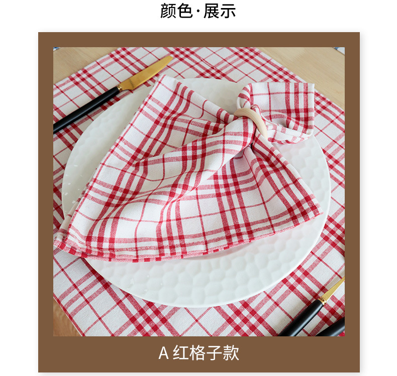 The checkered element is simple and versatile. The cotton and British-style Ziju fabric square napkins, tea napkins and Western napkins pic 4