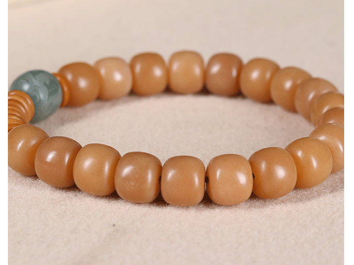 diy natural-weathered yellow Bodhi old-style beads, olive kernel spacer white jade Bodhi beads for men and women, retro style pic 7