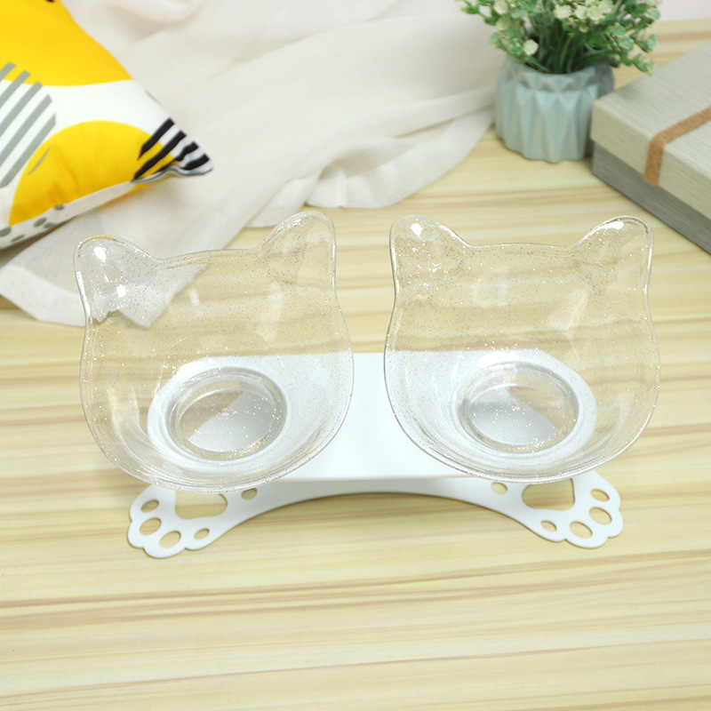 Pet cat and dog food bowl, cat ear and neck guard double bowl, tilted cat and dog food bowl, cat paw bottom double bowl manufacturer wholesale pic 7