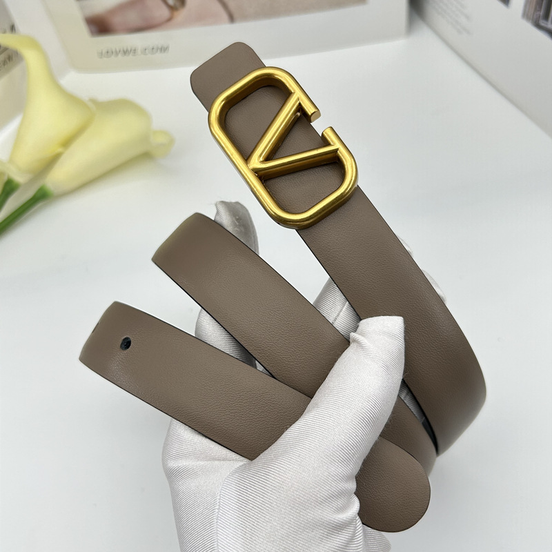 女士真皮细腰带小V字母扣打孔皮带装饰搭配连衣服韩版百搭裤袋详情5