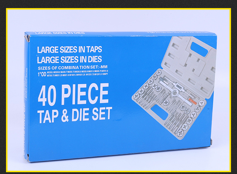 Metric taps and dies 40-piece set, tap and die assembly set, 40PC complete set of taps and dies, 40PC pic 8