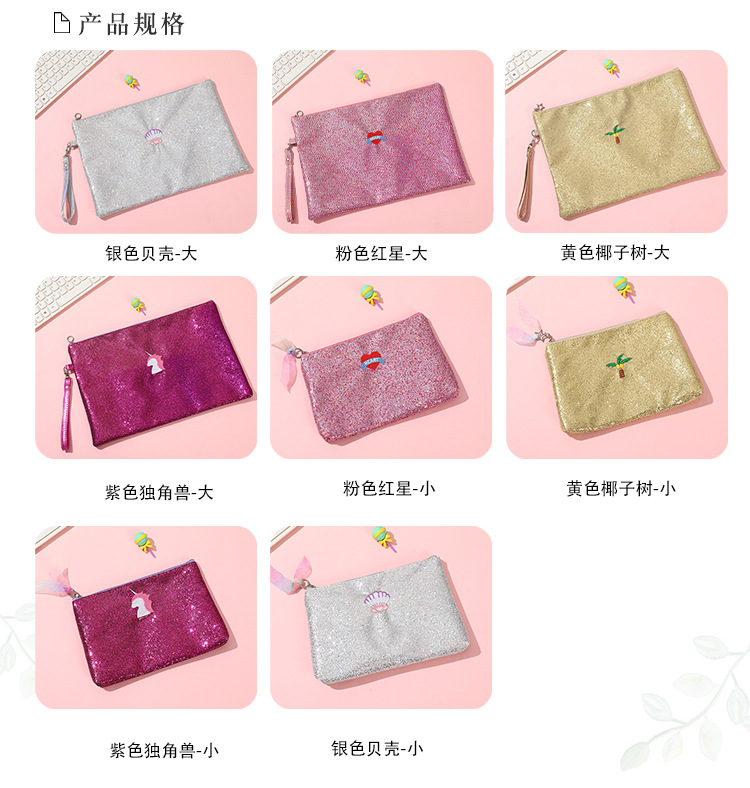 Factory direct supply of office supplies, sequined zipper file bags, hand-held document bags, student stationery wholesale file bags pic 4