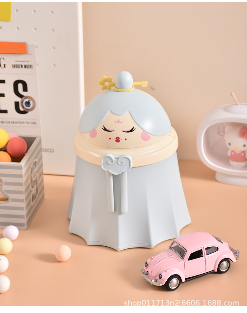 新品可爱创意桌面公主垃圾桶摆件家用客厅办公收纳桶迷你纸篓批发详情14