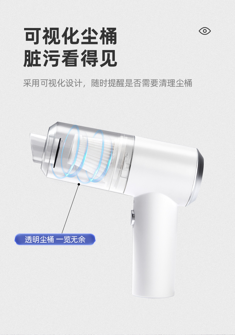Multi-functional portable wireless vacuum cleaner for home use in vehicles, white high-power portable dust collector for cars pic 6