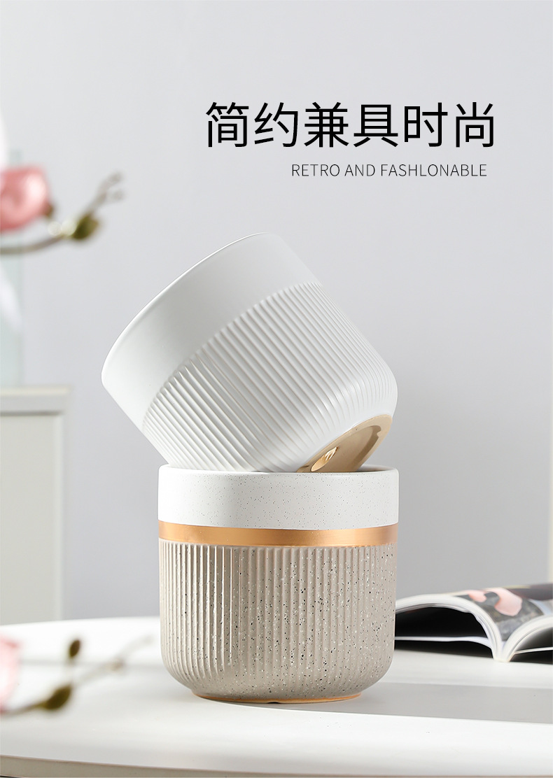 北欧陶瓷花盆轻奢高级感家用客厅兰花绿植大号发财树蝴蝶兰盆栽欣详情5