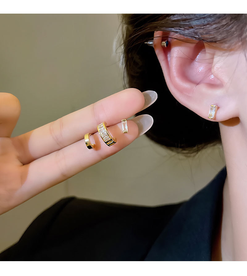 925银针三对装几何形超闪锆石耳钉套装轻奢气质一周养耳耳饰批发详情14