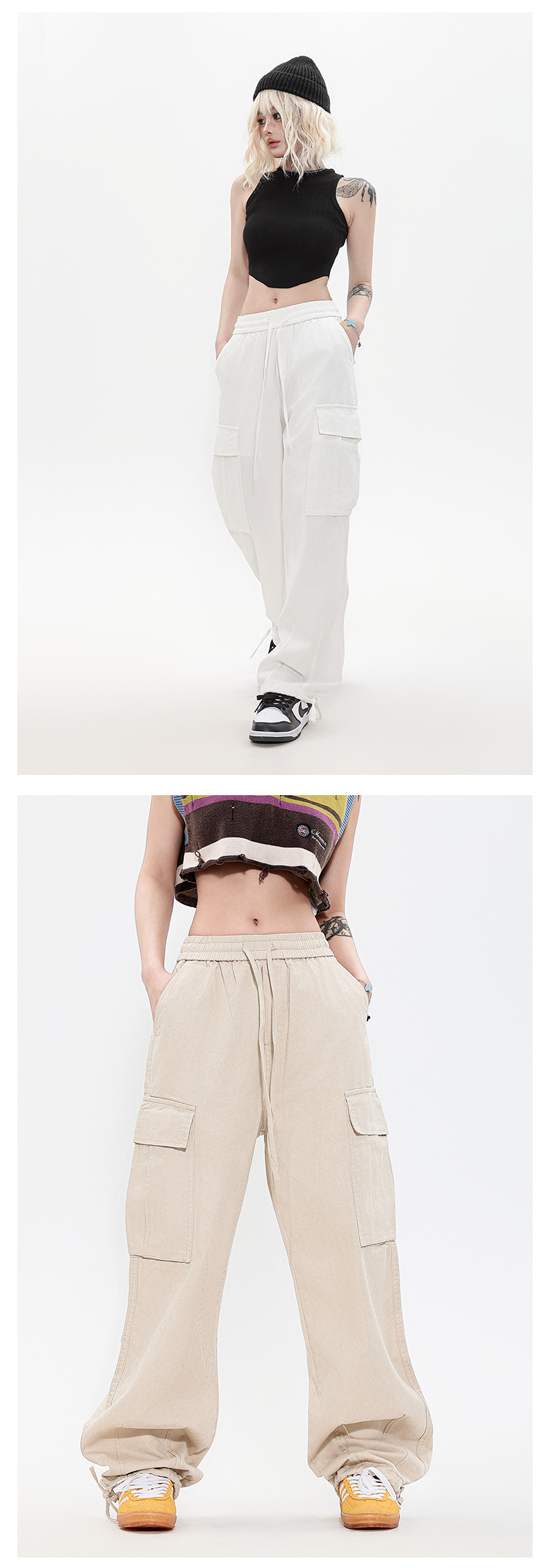 OREETA丨vintage直筒工装裤女可调节日系工装裤潮牌阔腿工装裤男详情14