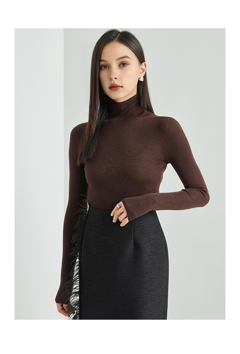 100% wool high-neck base layer shirt, a new bestseller for autumn and winter, versatile and stylish. Pair it with a long-sleeved knitted sweater and top for women pic 17