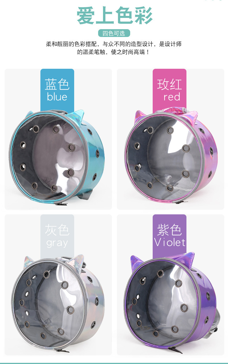 Transparent portable cat bag for going out, hamster bag for pets to take away, backpack for carrying, breathable schoolbag, space capsule cat bag pic 2