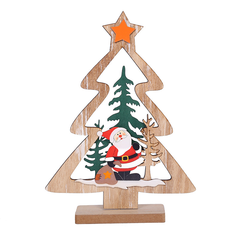 Christmas decorative wooden ornaments, table ornaments, Christmas gifts, three-dimensional wooden mini Christmas trees pic 11