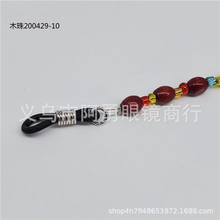 Self-produced and self-sold wooden bead eyewear chain accessories, electroplated, non-fading, anti-slip, neck hanging, not easy to fade, environmentally friendly, made of solid wood pic 1