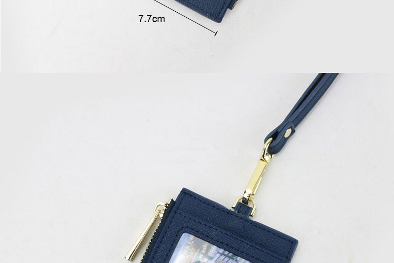 Genuine cowhide brand ID card holder, portable work name tag, employee name tag, cross-patterned neck-hanging, zipper card case, coin purse pic 26