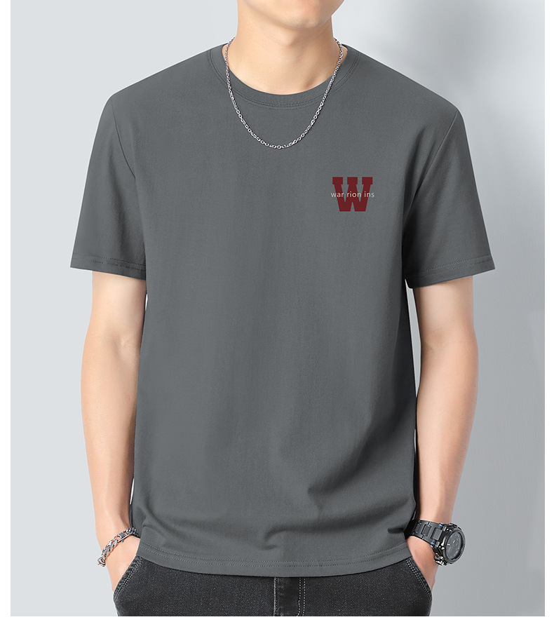 Heavyweight pure cotton short-sleeved T-shirt for men 2024 Summer New trendy youth long-staple cotton half-sleeved all-cotton body T-shirt for men pic 20