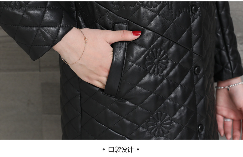 Autumn and winter genuine leather jacket for women, long mink collar sheepskin jacket with cotton, Korean-style coat pic 17