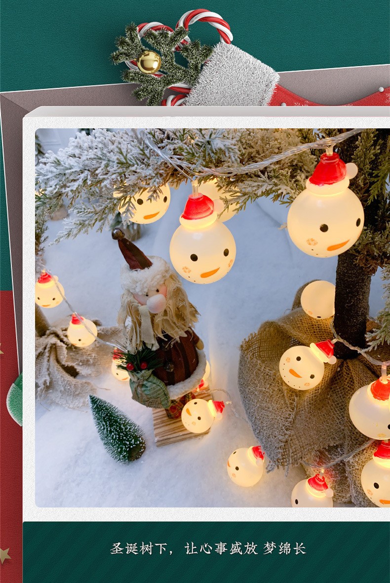 圣诞节树灯灯串布置挂饰圣诞雪人小挂件led灯串彩灯装扮道具详情4