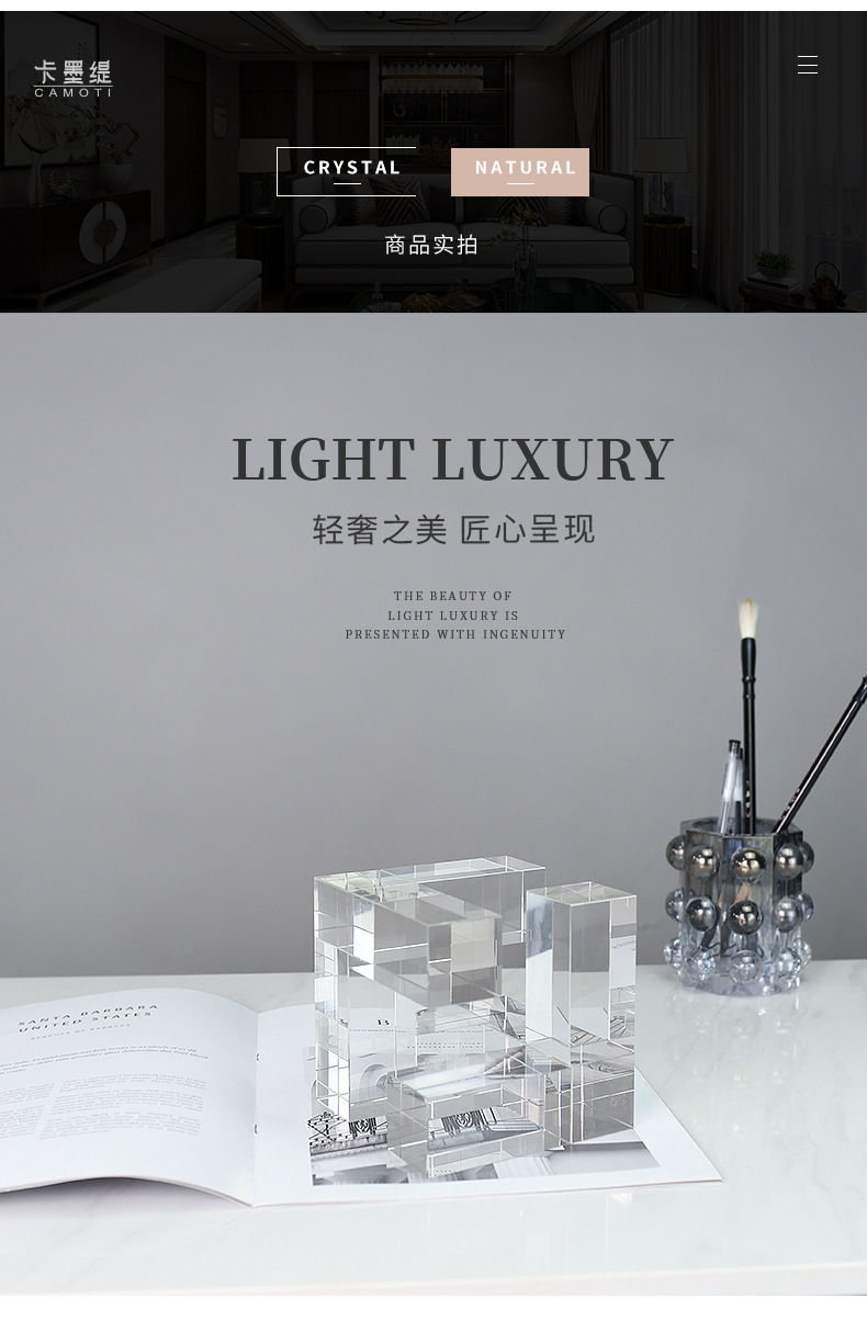 Cametti creative crystal ornaments, modern light luxury home soft furnishings, living room, TV cabinet, study decoration handicrafts pic 26