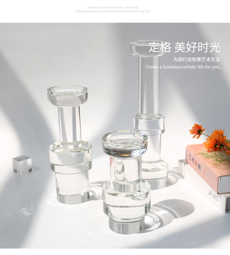 Modern light luxury crystal candlestick ornaments, wedding guide, romantic candlelight dinner utensils for Western restaurants, wholesale of candlesticks pic 22