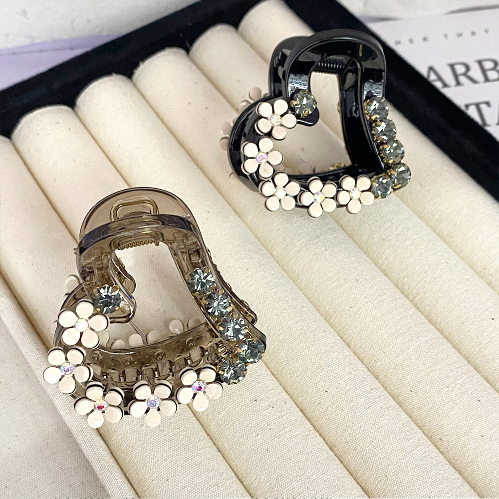 High-end camellia semi-tied hair clips for women, a niche hair accessory with diamonds, simple and elegant style, small grappling clips, less hair volume, shark clips pic 12