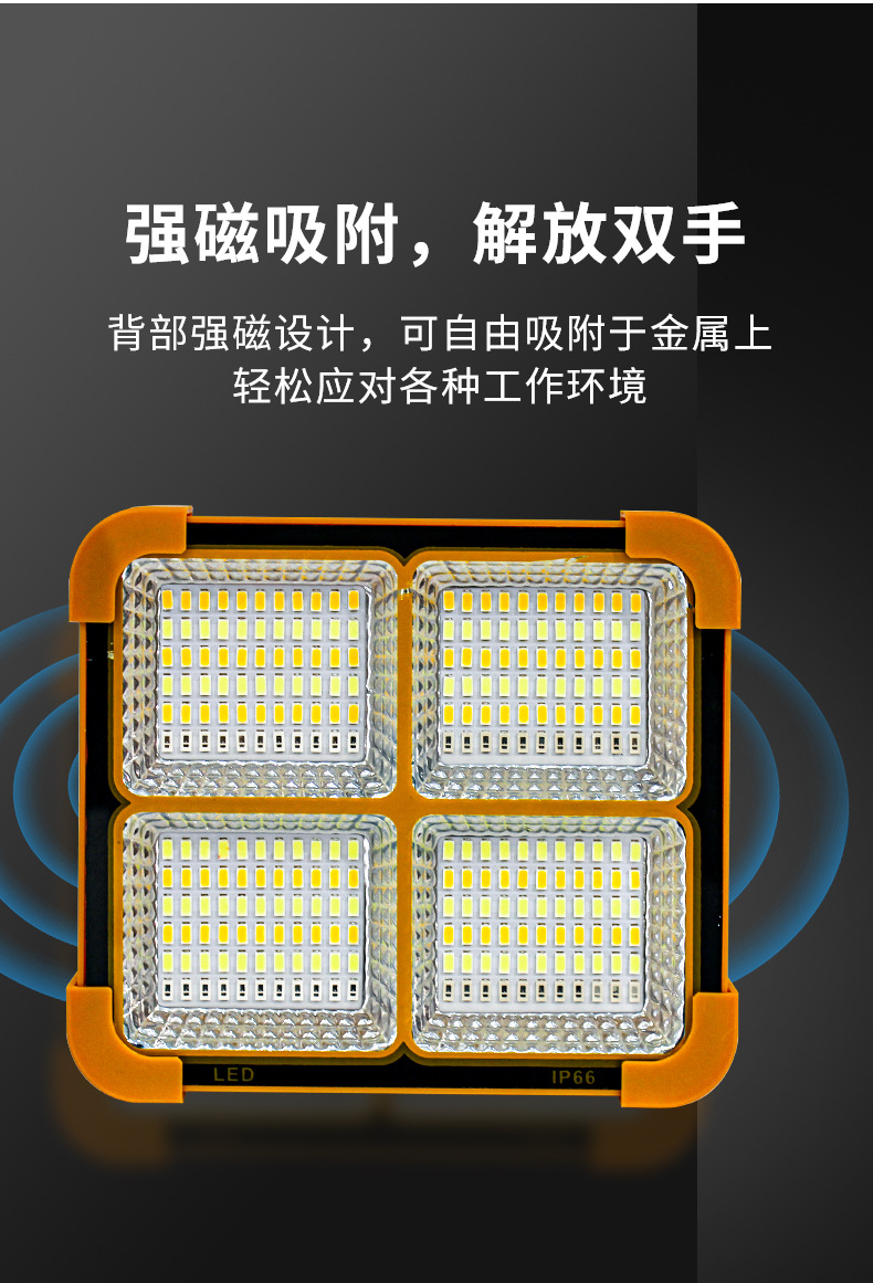 跨境热销户外太阳能手提USB充电投光灯 摆摊露营太阳能应急投光灯详情11