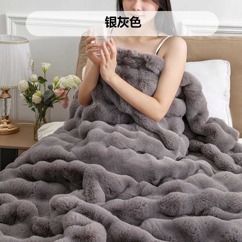 托斯卡纳毛毯加厚现代简约绒盖毯牛奶绒外贸仿獭兔毛皮毛毯子四季详情6