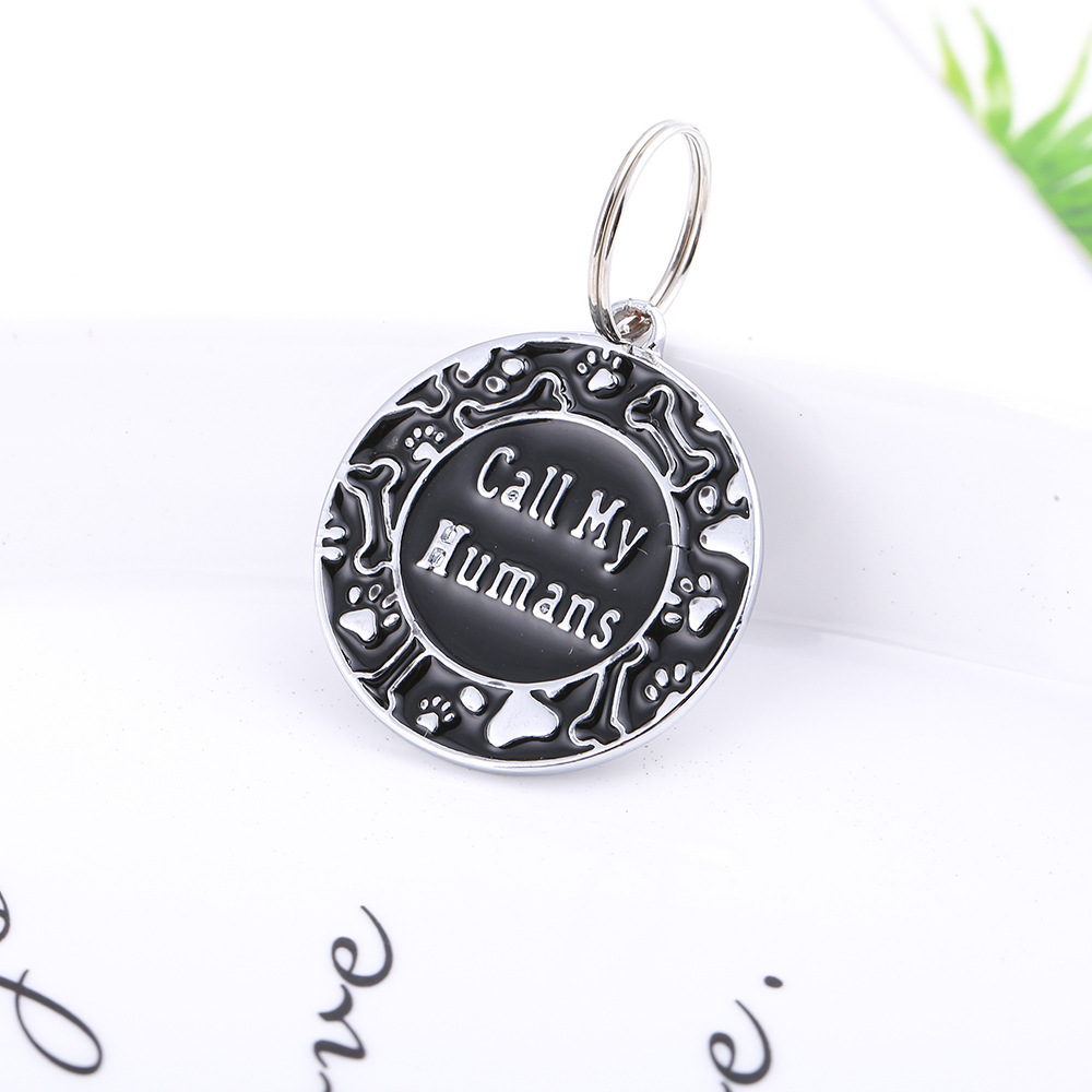 Cross-border in-stock fashionable metal pendant, anti-loss round dog tag, pet identity tag, laser-engraved nameplate pendant pic 4